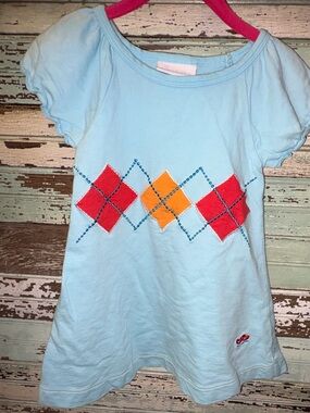 Bitty Baby by American Girl Light Blue Girls'Dress  with Red & Orange Argyle
